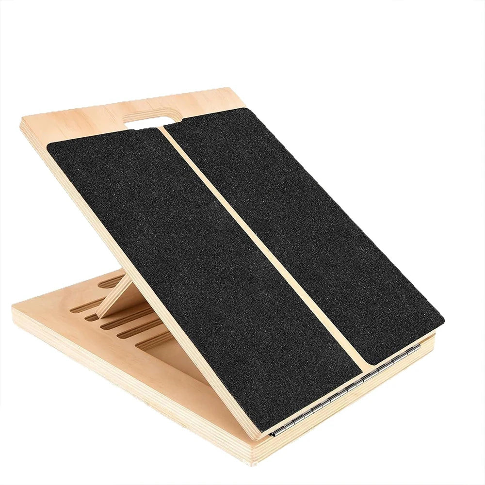 Adjustable Wooden Incline Board - Foldable Calf and Ankle Stretcher for Yoga, Pilates, and Balance Training