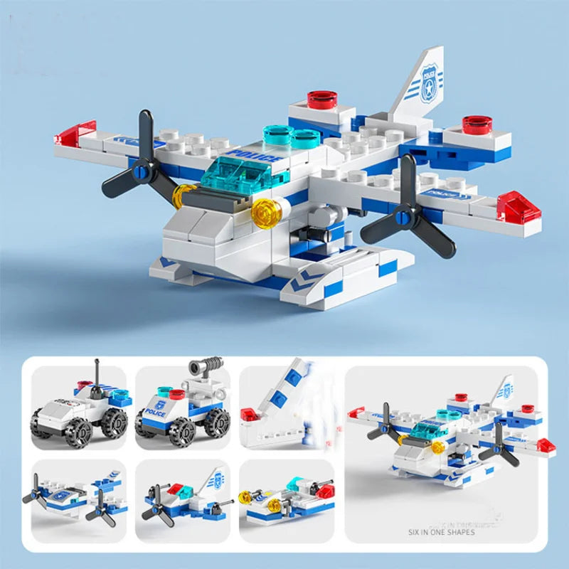 6-in-1 Mini Building Blocks Set - DIY Police, Fire Truck, Castle & More Educational Construction Toy (Ages 6+)
