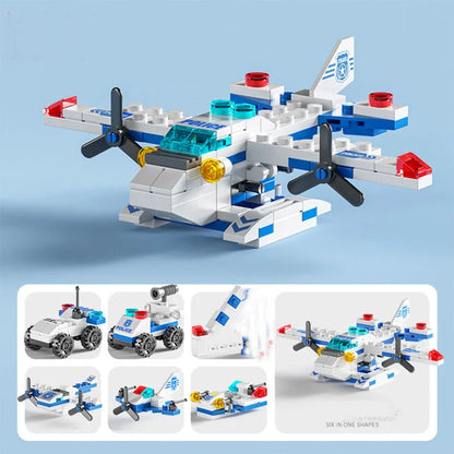 6-in-1 Mini Building Blocks Set - DIY Police, Fire Truck, Castle & More Educational Construction Toy (Ages 6+)