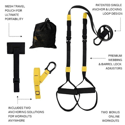 Suspension Training Strap System – Adjustable Full Body Resistance Bands for Strength and Fitness