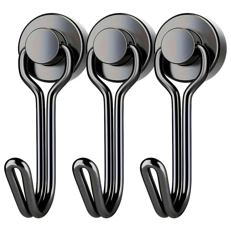 Heavy Duty Neodymium Magnetic Hooks - Extra Strong Magnets for Camping, Garage & Outdoor Storage (10-30 lbs, 3-20 Pack)
