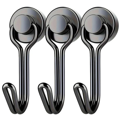 Heavy Duty Neodymium Magnetic Hooks - Extra Strong Magnets for Camping, Garage & Outdoor Storage (10-30 lbs, 3-20 Pack)