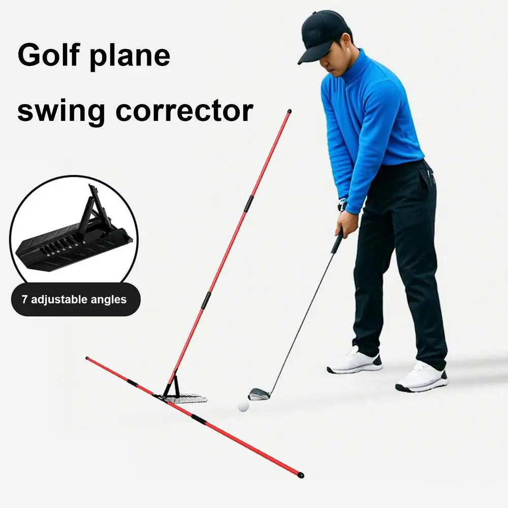 Golf Swing Alignment Trainer - Practice Plate with Rod Holder for Swing Angle Adjustment & Posture Correction