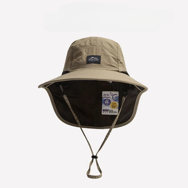 Unisex Wide Brim Sun Hat - Waterproof Quick-Dry Mesh Bucket Hat with Neck Flap for Outdoor Summer Protection