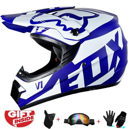 Kids Motocross Helmet Kit - DOT/ECE Certified Full-Face Helmet with Goggles & Gloves (Youth Off-Road Protection Set)