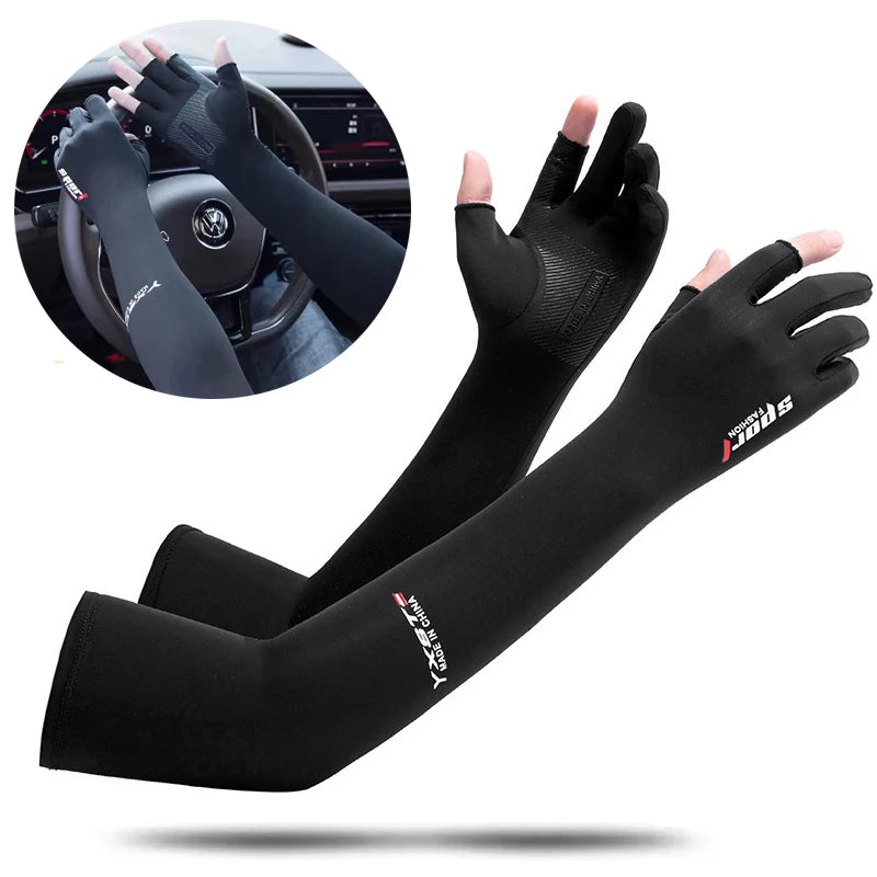 UPF 50+ Sun Protection Arm Sleeves - Cooling Ice Silk Cycling & Sports Arm Covers