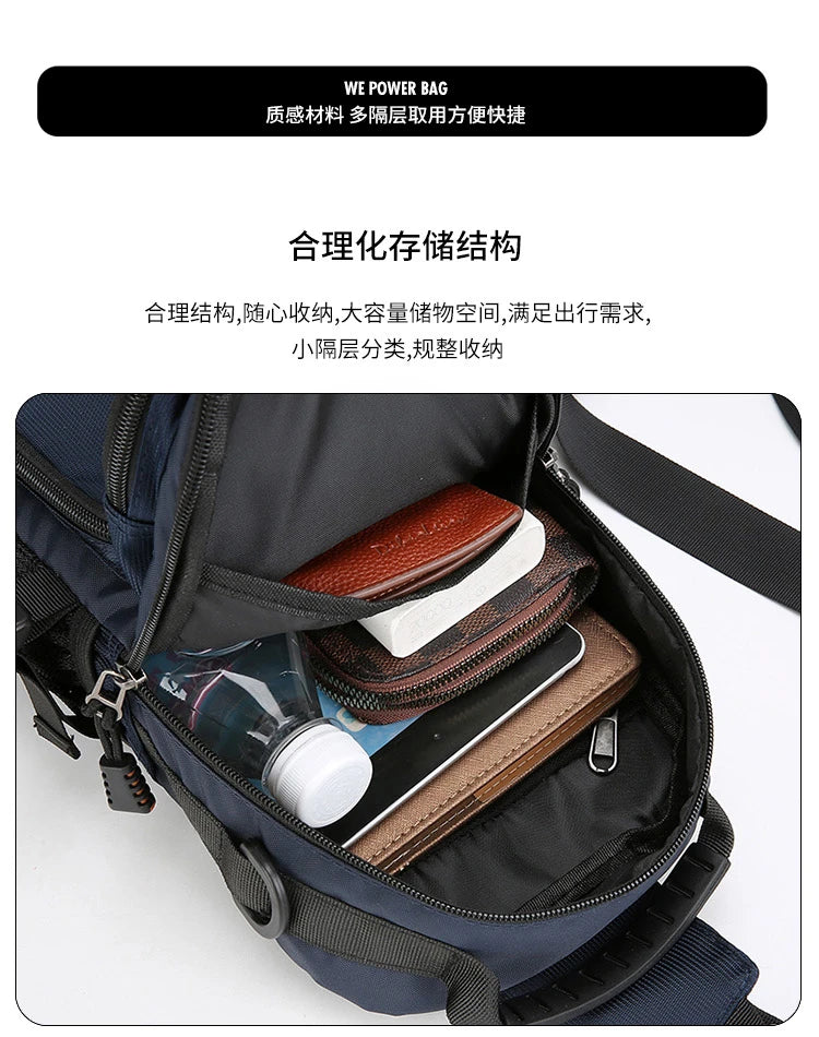 Men's Oxford Chest Pack - Unisex Crossbody Waist Bag with Zipper Pockets