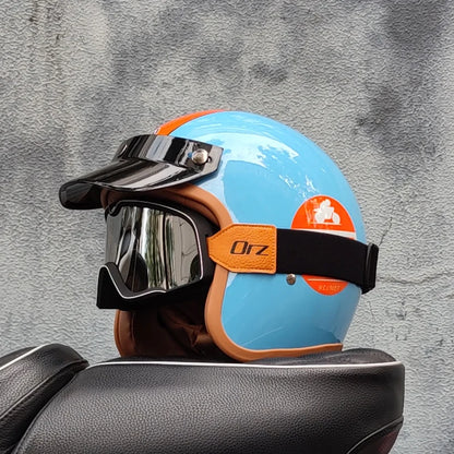 Retro 3/4 Open-Face Motorcycle Helmet - Semi-Open Cross-Country Winter Riding Helmet