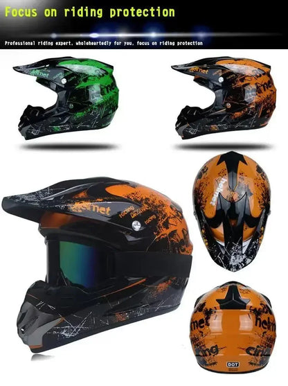 Youth Motocross Full Face Helmet - Kids Off-Road Safety Helmet with DOT Protection