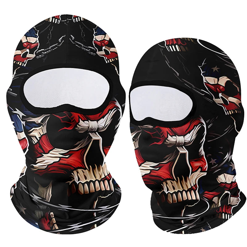 Full Face Balaclava Mask - Breathable Windproof UV Sun Protection - Moto Skull Ghost Clown Design for Summer Spring