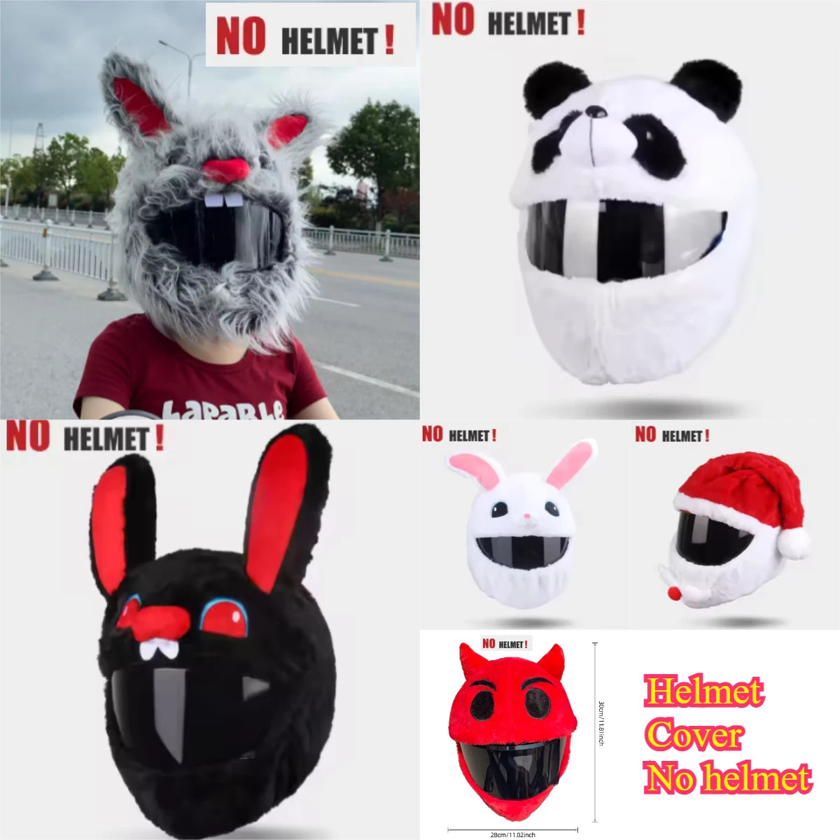 Cartoon Plush Animal Motorcycle Helmet Cover - Fabric Protection Accessory