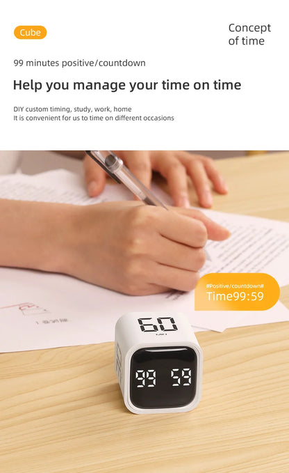 Digital Flip Timer with Vibration and Sound Alerts - 5-60 Minute Countdown