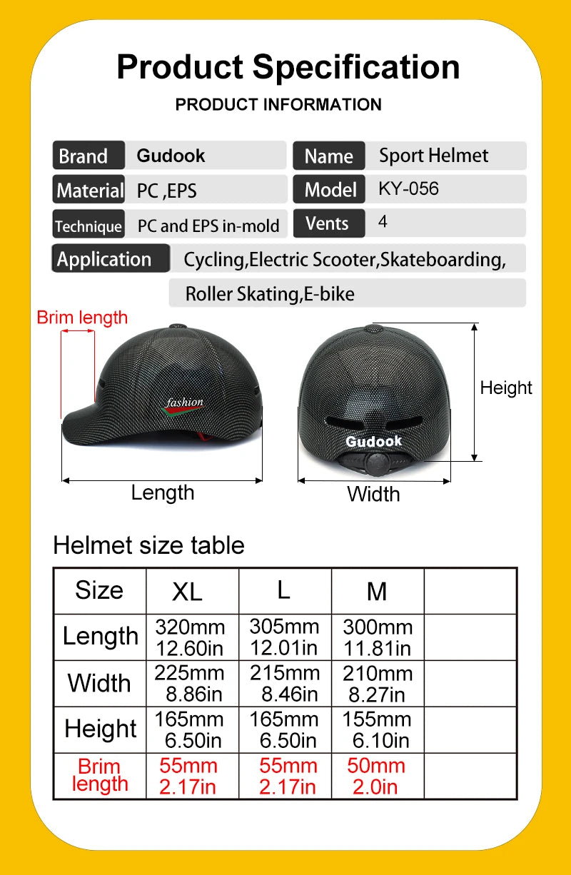 GUDOOK Baseball Cap Style Bicycle Helmet - Adjustable Adult Mountain & Road Bike Helmet with Peak