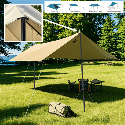 Adjustable Telescopic Tent Poles - Set of 2 Universal Aluminum Camping Awning Poles for Tarp, Sun Sail & Shelter Accessories