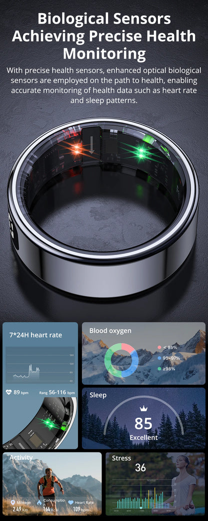 COLMI R12 Smart Ring 2025 - Touch Display Screen, Wireless Charging, Health Tracking, 5ATM Waterproof for Men & Women