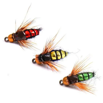 Brass Bead Head Scud Fly Fishing Lures - Fast Sinking Artificial Insect Worm Bait for Trout (5/10pcs Set)