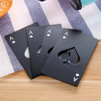 Stainless Steel Playing Card Bottle Opener - Ace of Spades Credit Card Size Beer & Wine Opener