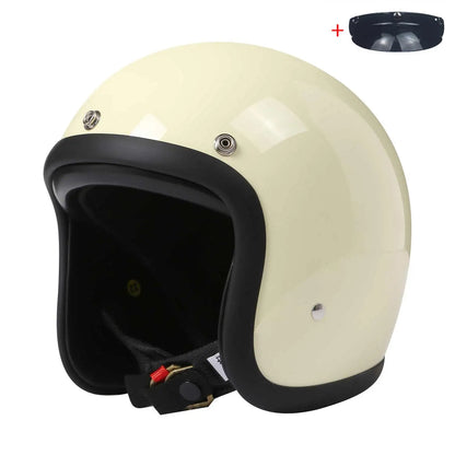 Vintage 500TX Open Face Motorcycle Helmet - Retro 3/4 Jet Style Scooter Helmet (Japanese/Korean Design)