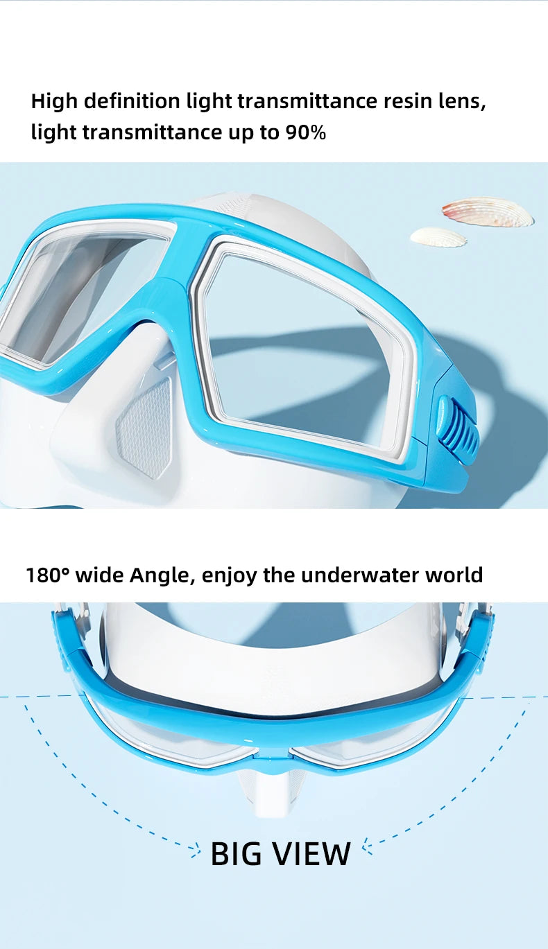 Professional Scuba Diving Mask Set HD Anti-Fog Lens UV Protection Adjustable Snorkeling Swimming Goggles for Adult Divers