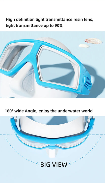 Professional Scuba Diving Mask Set HD Anti-Fog Lens UV Protection Adjustable Snorkeling Swimming Goggles for Adult Divers