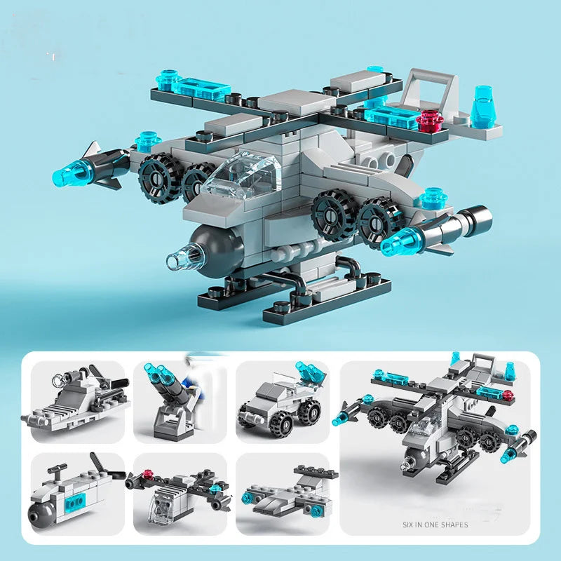 6-in-1 Mini Building Blocks Set - DIY Police, Fire Truck, Castle & More Educational Construction Toy (Ages 6+)