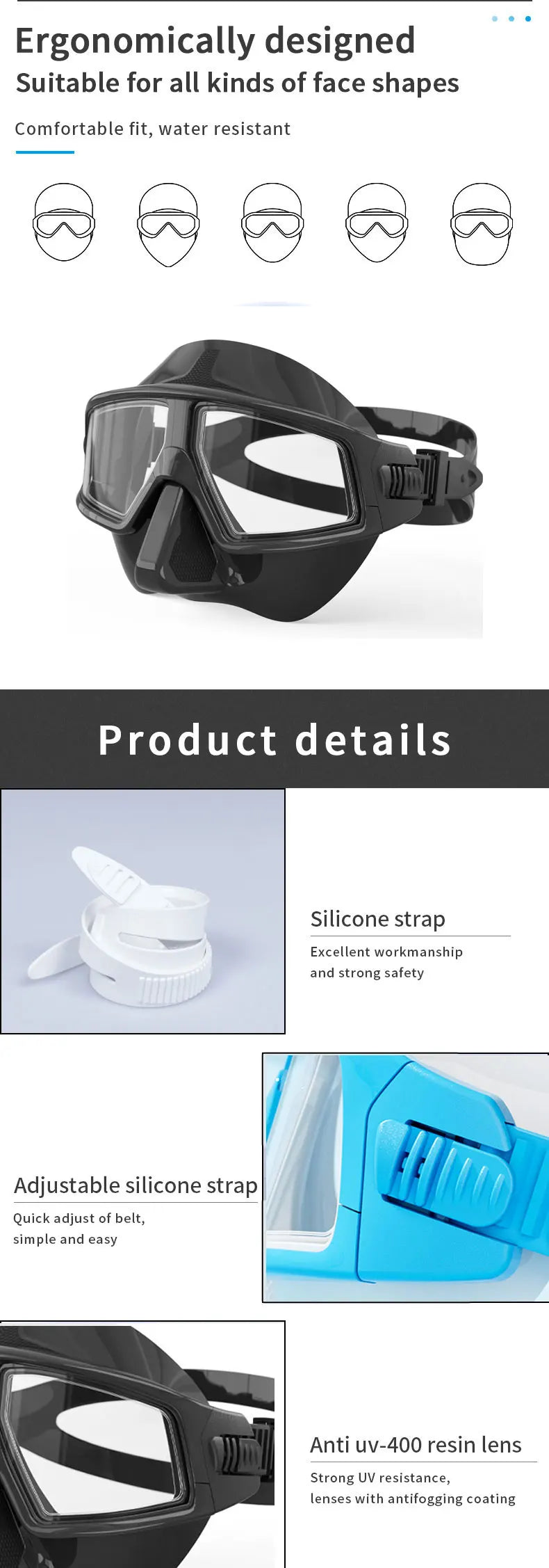 Professional Scuba Diving Mask Set HD Anti-Fog Lens UV Protection Adjustable Snorkeling Swimming Goggles for Adult Divers