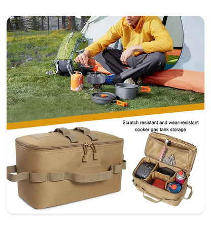 Large Capacity Camping Gas Canister Storage Bag - Multi-Purpose Outdoor Cookware & Ground Nail Tool Organizer Kit