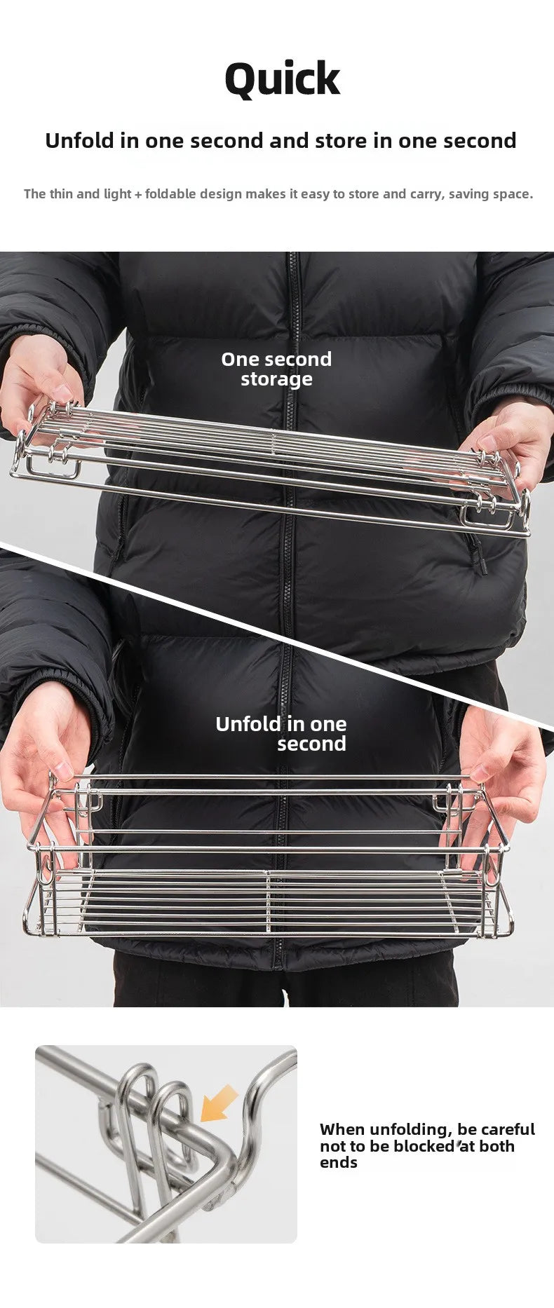 Folding Aluminum Table Extension Rack - IGT Compatible Hanging Mesh Storage Basket with Side Bracket for Outdoor Tables