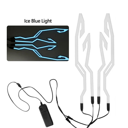 Waterproof LED Motorcycle Helmet Strip - 4-in-1 EL Warning Light Sticker for Night Riding