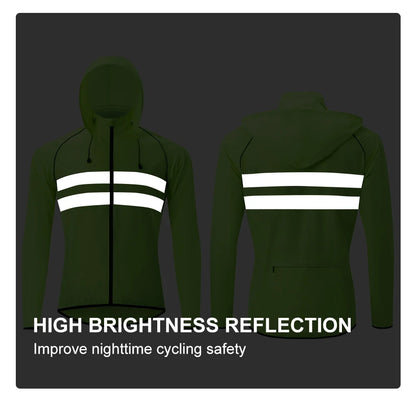 Men's Cycling Windbreaker Jacket - Water-Resistant Long Sleeve MTB Bike Coat with Quick-Dry & Breathable Jersey