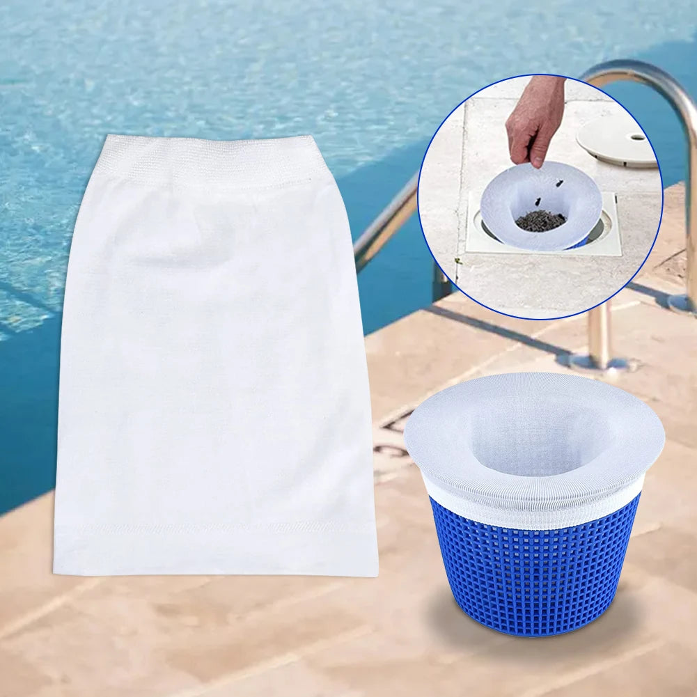 Reusable Nylon Mesh Pool Skimmer Socks - Filter Replacement Savers for Debris & Leaves Collection - Compatible with In-Ground & Above Ground Pools