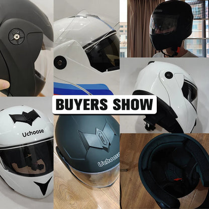 DOT Certified Modular Flip-Up Motorcycle Helmet - Dual Visor Cross-Country Safety Helmet - Unisex
