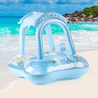 Kids Pool Float with Protective Canopy - Safe Swimming Ring for Babies, Toddlers & Infants - Beach Party Toy (1 Piece)
