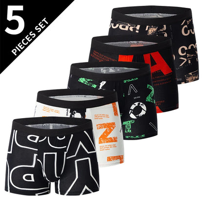 Men's Printed Fashion Boxer Briefs - 4/5 Pack European & American Sizes, Plus Size Comfortable Underwear & Swim Trunks