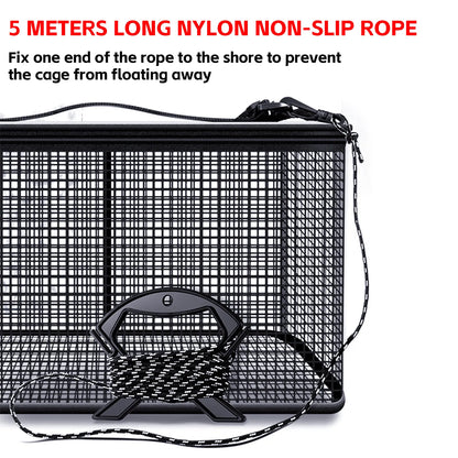 Foldable Fishing Cage Net - Collapsible Fish Trap for Carp, Shrimp, Crayfish & Lobster