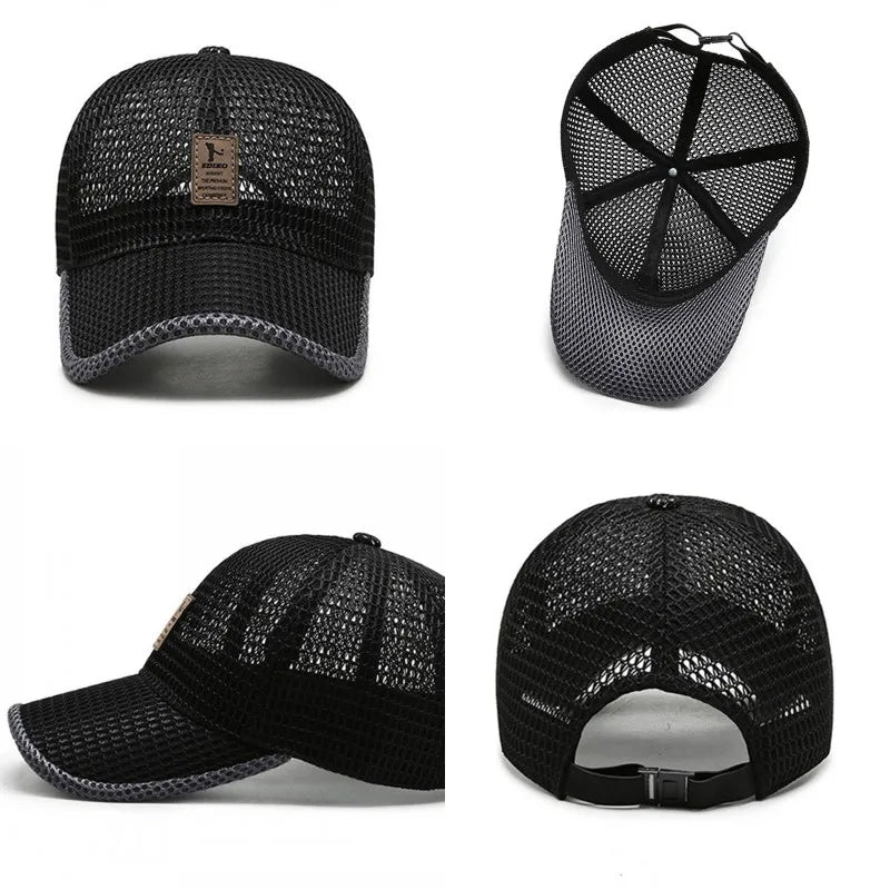 Men's Breathable Mesh Baseball Cap - Quick-Dry Anti-UV Sports Visor for Tennis, Golf & Hiking