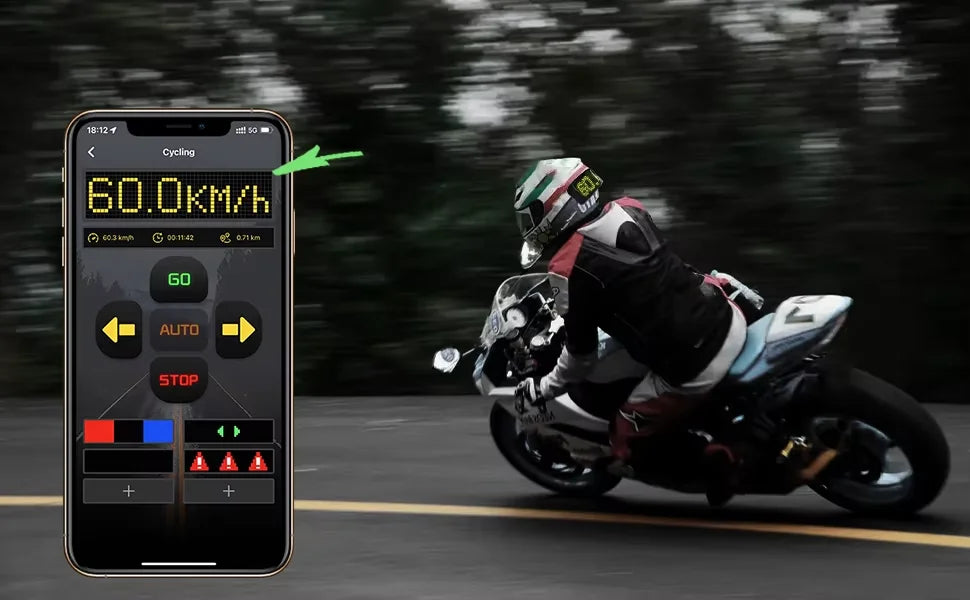 Smart RGB LED Motorcycle Helmet Display - APP Programmable Night Riding Warning Light with DIY Taillight Screen