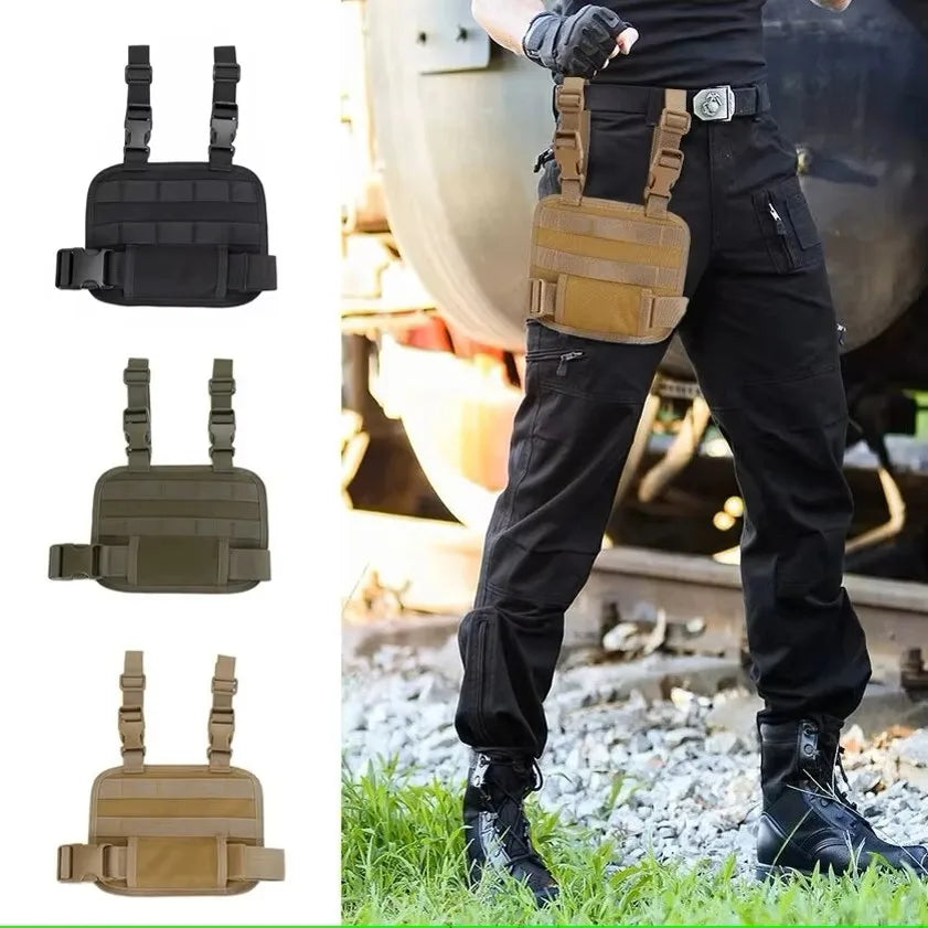 MOLLE Tactical Drop Leg Platform - Adjustable Thigh Panel with Pouch Attachment System