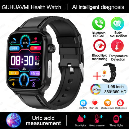Advanced Health Monitoring Smart Watch - ECG+PPG, Blood Pressure, Heart Rate, 1.96" AMOLED Display, 100+ Sports Modes (Men & Women)