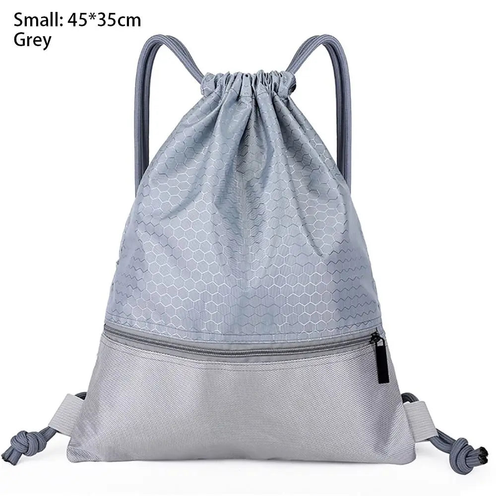 Waterproof Drawstring Sports Backpack with Zipper Pocket - Lightweight Gym Sackpack for Basketball & Training