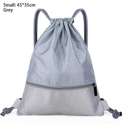 Waterproof Drawstring Sports Backpack with Zipper Pocket - Lightweight Gym Sackpack for Basketball & Training