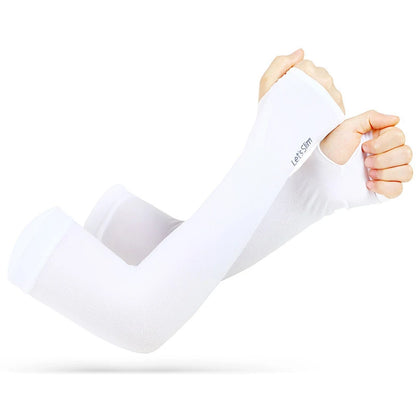 Premium Anti-UV Arm Covers - Unisex Ice Silk Cooling Sleeves with Fingerless Design for Cycling, Driving & Summer Sports