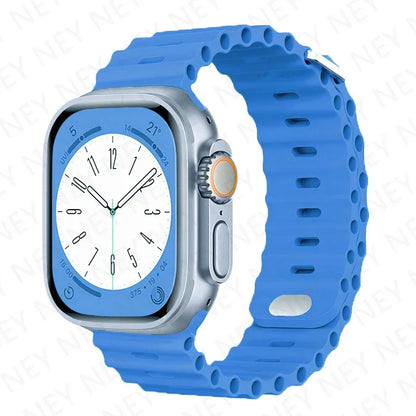Ocean Strap Silicone Band for Apple Watch - Compatible with Ultra 2, Series 9/8/7/6/5/4/3/SE - All Sizes (49mm, 45mm, 44mm, 42mm, 41mm, 40mm) - Premium Silicone Bracelet Wristband