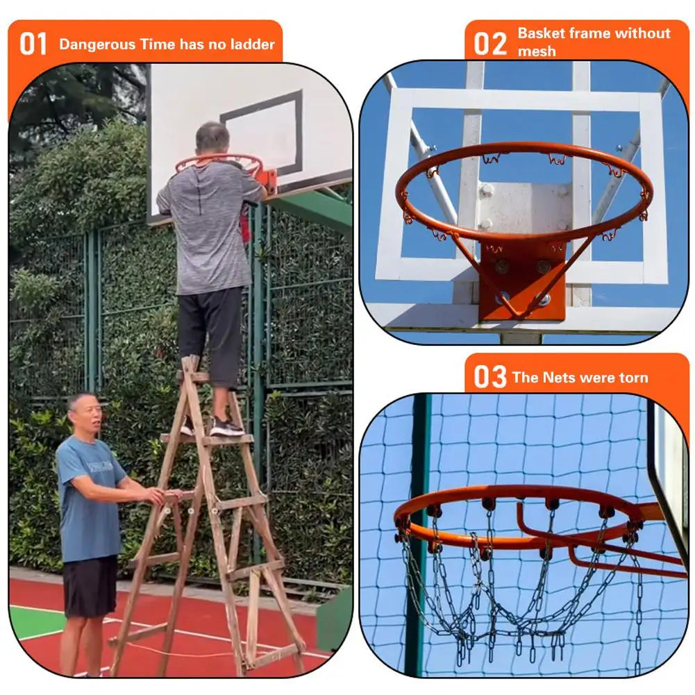Portable Basketball Net - 45cm/17.72" TPU Professional Hoop Frame - Universal Rimless Basket Accessory
