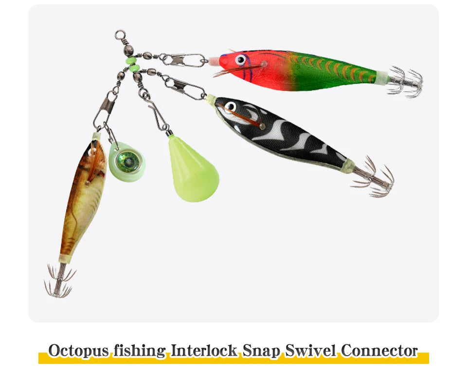 Premium Fishing Swivel Connector Set - Size 8# 10# with Bearing Rolling Swivel & Interlock Snap