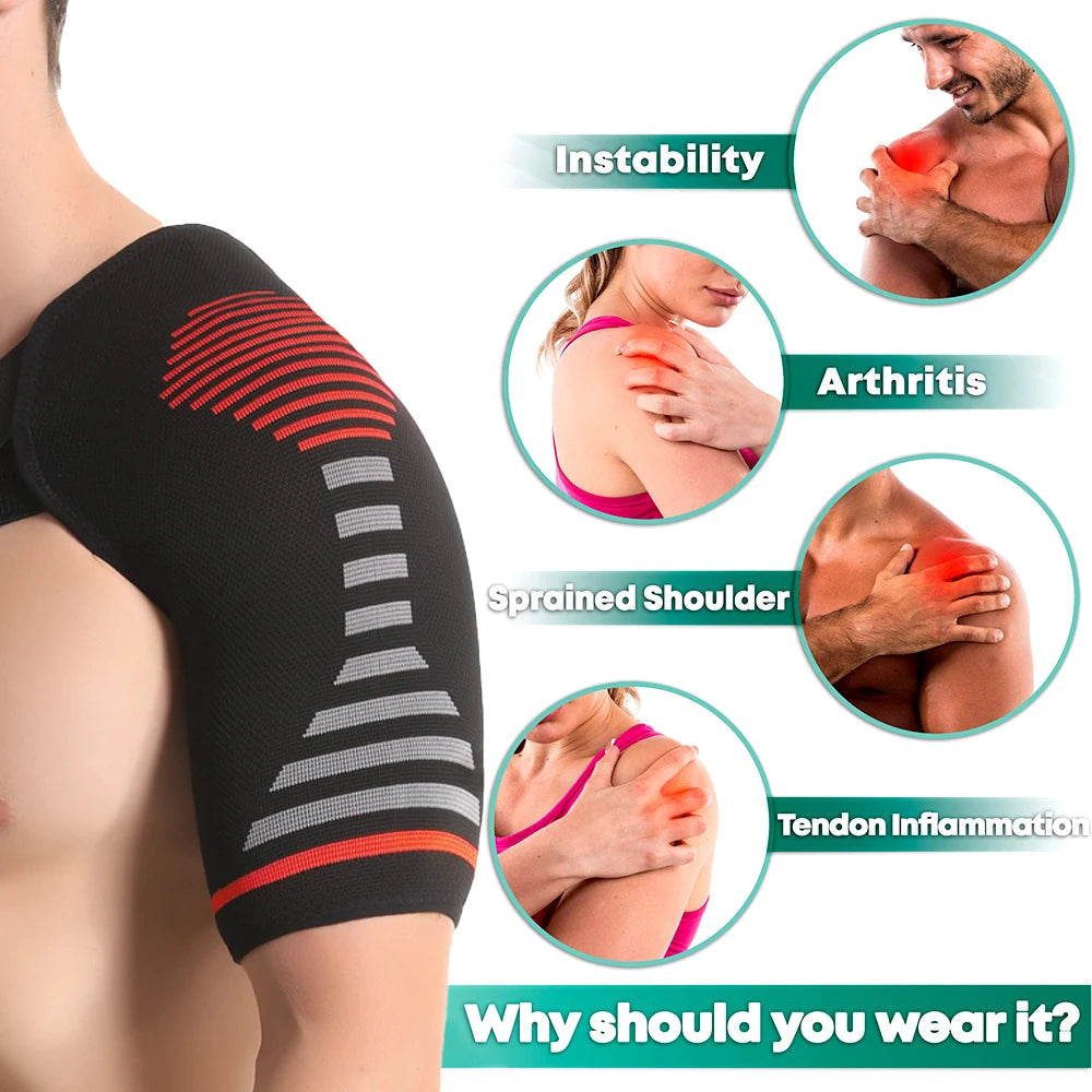 Compression Shoulder Brace - Adjustable Support for Rotator Cuff, Tendonitis, Dislocation & Shoulder Injuries (Men & Women)