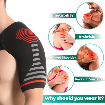 Compression Shoulder Brace - Adjustable Support for Rotator Cuff, Tendonitis, Dislocation & Shoulder Injuries (Men & Women)