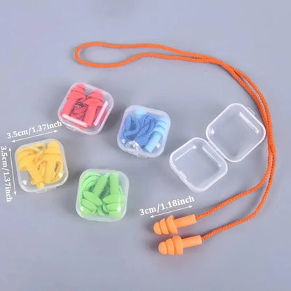 Silicone Swimming Earplugs with Rope - Noise Reduction Sleep Ear Plugs for Diving & Underwater Activities (1 Piece)
