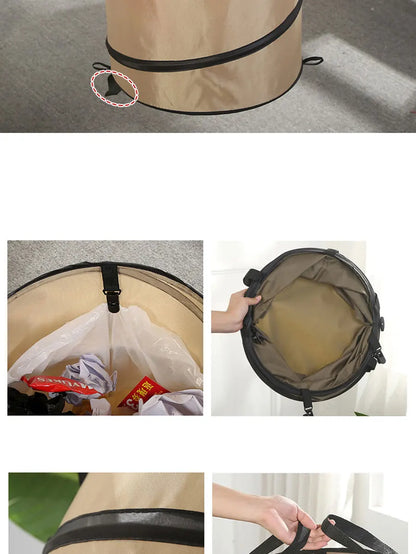 Portable Pop-Up Camping Trash Can - Collapsible Outdoor Garbage Container for Garden & Camping