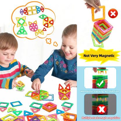 Magnetic Building Blocks Set - Medium Size 60-Piece STEM Construction Toy, Educational DIY Magnet Tiles for Learning & Creative Play